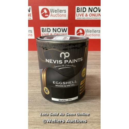 7091 - NEVIS PAINTS - QUICK DRY BLACK EGGSHELL MATT FINISH PAINT - PERFECT FOR WOOD AND METAL - 12M2 PER LI... 