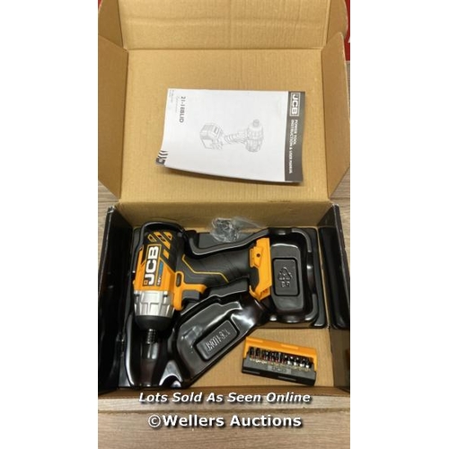 7130 - JCB 18V BRUSHLESS IMPACT DRIVER BARE UNIT WITH 13PC IMPACT BIT SET CORDLESS IMPACT DRIVER / MINIMAL ... 