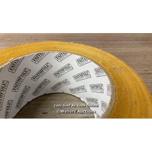 7141 - FAITHFULL FAITAPEDS DOUBLE SIDED HEAVY-DUTY CLOTH TAPE 50MM X 25M, YELLOW / MINIMAL SIGNS OF USE  / ... 