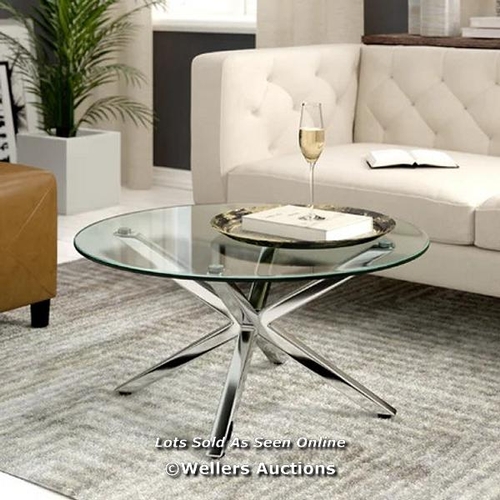 7763 - RRP: 98.99 - IVY BRONX NOVARA CHROME ROUND COFFEE TABLE TOP  / APPEARS TO BE NEW, OPEN BOX - UNLESS ... 