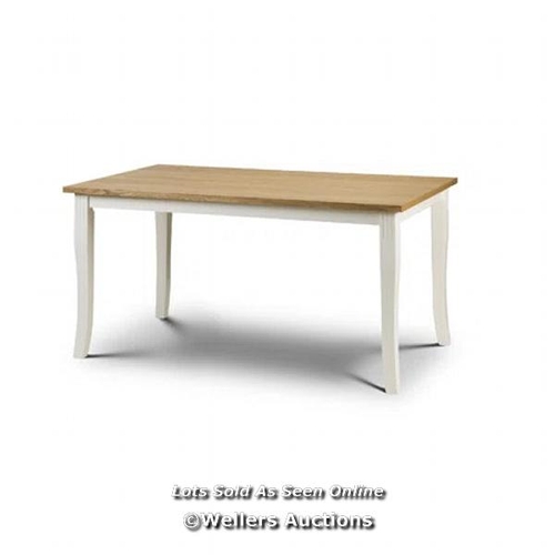 7766 - RRP: 215.99 - THREE POSTS CONKLIN SOLID OAK PEDESTAL DINING TABLE TABLE BASE COLOUR: IVORY / APPEARS... 