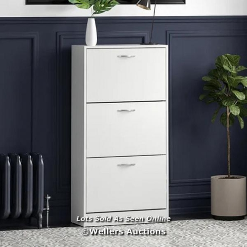 7779 - RRP: 52.99 - WAYFAIR BASICS� 3 DRAWER FLIP DOWN SHOE STORAGE FREE STANDING CABINET FOR HALLWAY FINIS... 