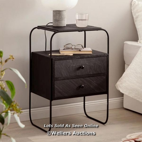 7784 - RRP: 164.99 - BOROUGH WHARF CLECKHEATON 2 DRAWER BEDSIDE TABLE COLOUR: BLACK / APPEARS TO BE NEW, OP... 