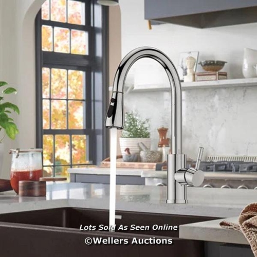 7787 - RRP: 46.99 - BLUE ELEPHANT PULL DOWN SPRAY SINGLE LEVER KITCHEN TAP FINISH: CHROME / APPEARS TO BE N... 