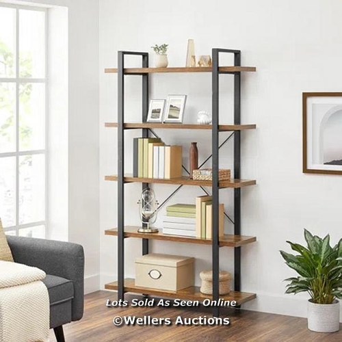 7795 - RRP: 127.99 - MERCURY ROW KAY BOOKCASE STORAGE RACK STANDING SHELF 5-TIER INDUSTRIAL STABLE BOOKSHEL... 