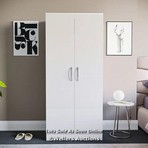 7812 - RRP: 163.99 - 17 STORIES ARKADIJ 2 DOOR HIGH GLOSS MANUFACTURED WOOD WARDROBE WITH INTERNAL SHELF AN... 