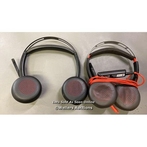 9510 - HEADPHONES WITH CASES X INC. POLYVOYAGER FOCUS 2, POLY MODEL C5220 SN:G3L6NH