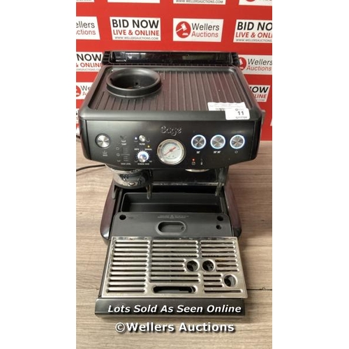 11 - SAGE THE BARISTA EXPRESS IMPRESS BEAN TO CUP COFFEE MACHINE IN BLACK STAINLESS STEEL (SES876BST4GUK1... 