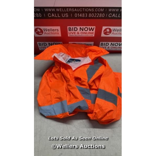 1159 - PORTWEST H440 MEN'S LIGHTWEIGHT WATERPROOF HI-VIS RAIN JACKET ORANGE, LARGE