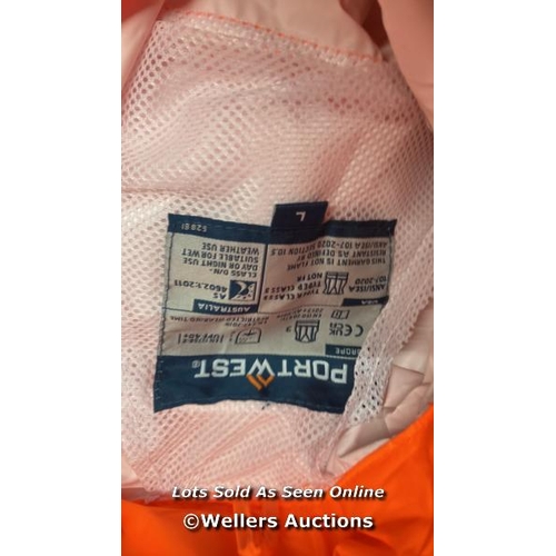 1159 - PORTWEST H440 MEN'S LIGHTWEIGHT WATERPROOF HI-VIS RAIN JACKET ORANGE, LARGE