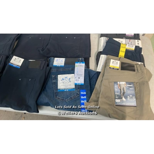 625 - 10 X GENTS NEW ENGLISH LAUNDRY TROUSERS / MIXED SIZES