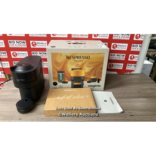 69 - NESPRESSO BY MAGIMIX VERTUO POP CAPSULE COFFEE MACHINE IN BLACK - 11729 / POWERS UP / MINIMAL SIGNS ... 