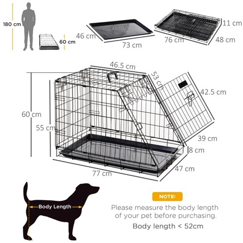 8011 - PAWHUT TRAPEZE COLLAPSIBLE DOG PET TRAVEL BOX CAGE REMOVABLE TRAY 77 X 47 X 55CM / CON1