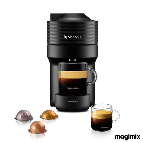 69 - NESPRESSO BY MAGIMIX VERTUO POP CAPSULE COFFEE MACHINE IN BLACK - 11729 / POWERS UP / MINIMAL SIGNS ... 