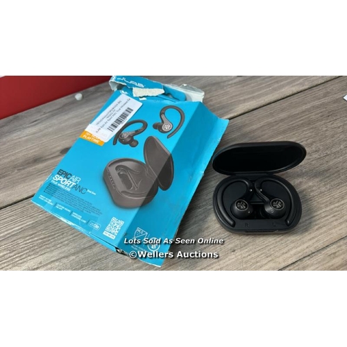 8277 - JLAB EPIC AIR SPORT ANC TRUE WIRELESS EARBUDS IN BLACK / MINIMAL SIGNS OF USE / CONNECTS AND PLAYS M... 