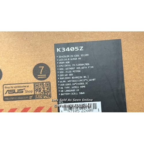 8285 - ASUS VIVO BOOK K3405Z LAPTOP SET / INTEL CORE I5-12450O/BGA / 16GB RAM  (8+8 /  512GB SSD PCIEG4  / ... 