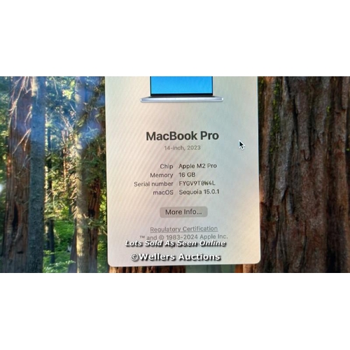 8287 - APPLE MACBOOK PRO / APPLE M2 PRO CHIP 12-CORE CPU / 19-CORE GPU / 16GB RAM / 1TB SSD / 14 INCH IN SI... 