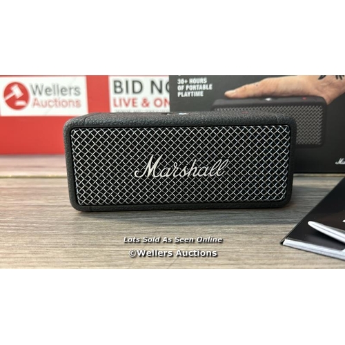 8296 - MARSHALL EMBERTON II PORTABLE, WATER RESISTANT SPEAKER / APPEARS NEW, OPEN BOX / POWERS UP & CONNECT... 