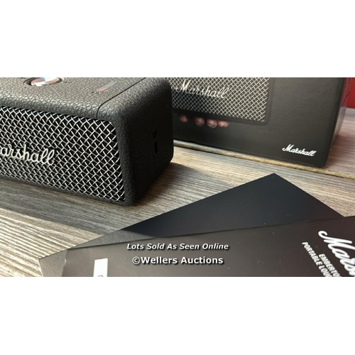 8296 - MARSHALL EMBERTON II PORTABLE, WATER RESISTANT SPEAKER / APPEARS NEW, OPEN BOX / POWERS UP & CONNECT... 