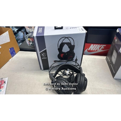 8298 - MSI S37-2100911-SV1 GAMING HEADSET / APPEARS NEW, OPEN BOX / POWERS UP & CONNECTS TO BLUETOOTH / SEE... 