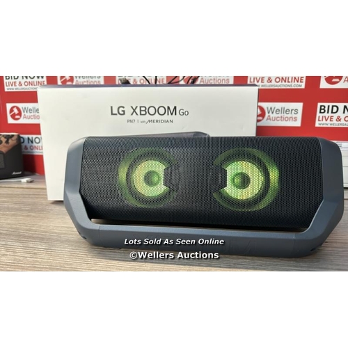 8303 - LG PN7 PORTABLE WIRELESS SPEAKER / APPEARS NEW, OPEN BOX / POWERS UP & CONNECTS TO BLUETOOTH / SEE I... 