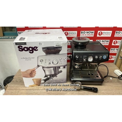 4075 - SAGE THE BARISTA EXPRESS IMPRESS BEAN TO CUP COFFEE MACHINE IN BLACK STAINLESS STEEL (SES876BST4GUK1... 