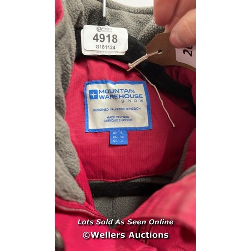 4918 - PRE OWNED JACKET MOUNTAIN WAREHOUSE SIZE 6