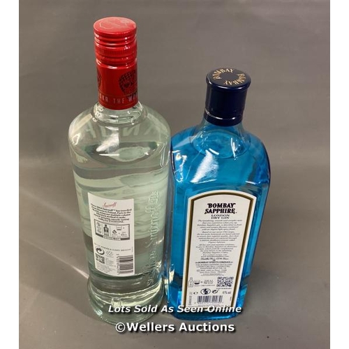 9529 - DRINKS X2 INC. BOMBAY SAPPHIRE DISTILLED LONDON GIN 1L 40% + SMIRNOFF VODKA RECIPE NO21 1L 37.5%