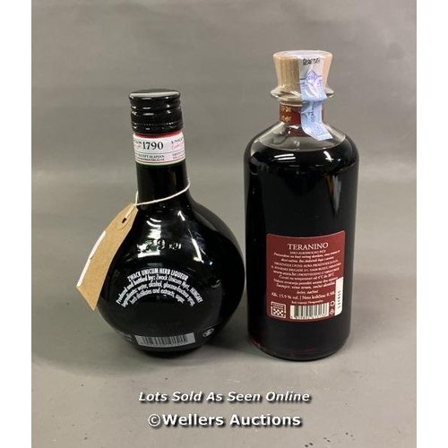 9534 - DRINKS X2 INC. UNICUM ZWACK HERB LIQUEUR 500ML 40% + AURA RED WINE TERANINO 0.50L 15.9% VOL