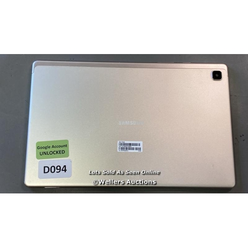 9542 - SAMSUNG TABLET /SN: R9TR5092MCJ /  IMEI 351089/96/752589/8 - GOOGLE UNLOCKED - SILVER