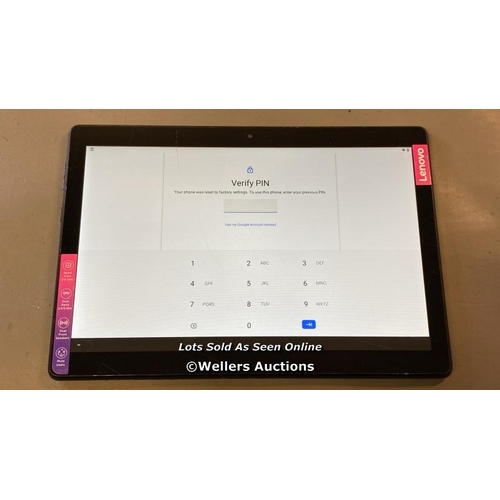 9563 - LENOVO TABLET / LENOVO TB-X505F / SN: HGAMAM2Q (70) / GOOGLE LOCKED / BLACK/ SCREEN DAMAGED