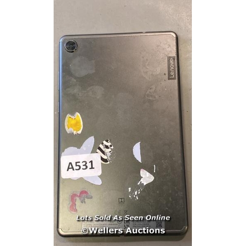 9583 - LENOVO TABLET / LENOVO TB-8505F / SN: HA1HCGOF(64) / GOOGLE LOCKED / GREY/ SCREEN DAMAGED