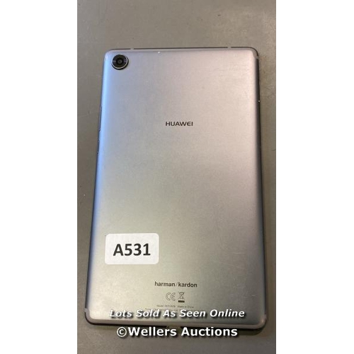 9584 - HUAWEI TABLET / SHT-W09 / SN: C0F4E613E8B9 / GOOGLE LOCKED / GREY / SCREEN DAMAGED