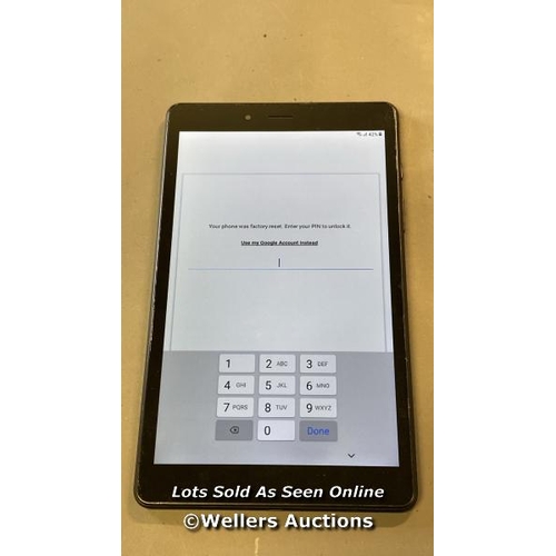 9585 - SAMSUNG TABLET / SM-T295 / SN: R9WN71WL8EJ / GOOGLE LOCKED / BLACK