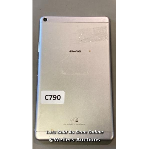 9586 - HUAWEI TABLET / KOB-L09 / SN: 864004037058937 / GOOGLE LOCKED / SILVER / SCREEN DAMAGED