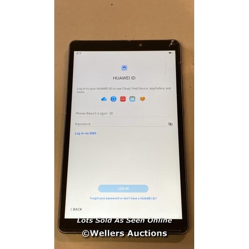 9587 - HUAWEI TABLET / KOB2-L09 / SN: 7TE9X20A06X04668 / GOOGLE LOCKED / NAVY BLUE / SCREEN DAMAGED