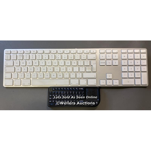 9703 - KEYBOARDS X2 INC. RII MINI X1 WIRELESS KEYBOARD MOUSE COMBO / RT-MWK01 + APPLE KEYBOARD / A1243 /  E... 