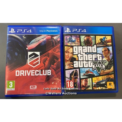 9712 - PS4 DVD GAME X2 INC. DRIVECLUBE + GRANDTHEFT AUTO V FIVE (18 YEAR)