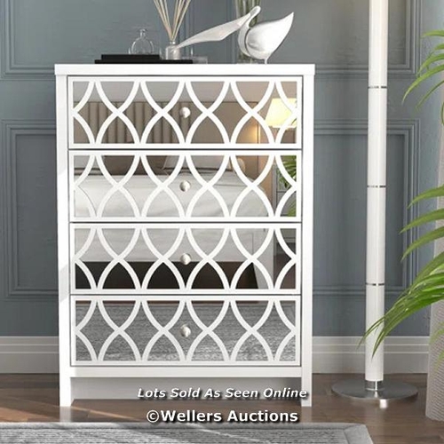 20 - RRP: 156.99 - IRIS IRIS FULL LUCITE DESIGN 4 DRAWER CHEST OF DRAWERS / COLOUR: WHITE / 1 BOX / SEE I... 