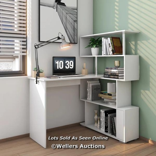 31 - RRP: 90 - HASHTAG HOME MILLROY L-SHAPED DESK / COLOUR: UNKOWN / 1 BOX / SEE IMAGE FOR ACCESSORIES, C... 