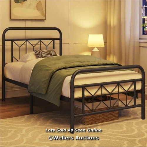 32 - RRP: 66.69 - YAHEETECH METAL BED FRAME WITH VINTAGE HEADBOARD / SIZE: SINGLE (3'), COLOUR: WHITE / 1... 