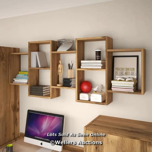 58 - RRP: 116.99 - ZIPCODE DESIGN SCHWEBEREGAL WALLASTON / COLOUR: WOTAN OAK / 1 BOX / SEE IMAGE FOR ACCE... 