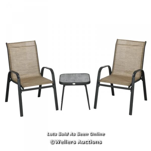 8022 - RRP: �109.99 - OUTSUNNY 3 PIECES OUTDOOR BISTRO SET , PATIO STACKABLE ARM CHAIRS / SEE IMAGE FOR ACC... 