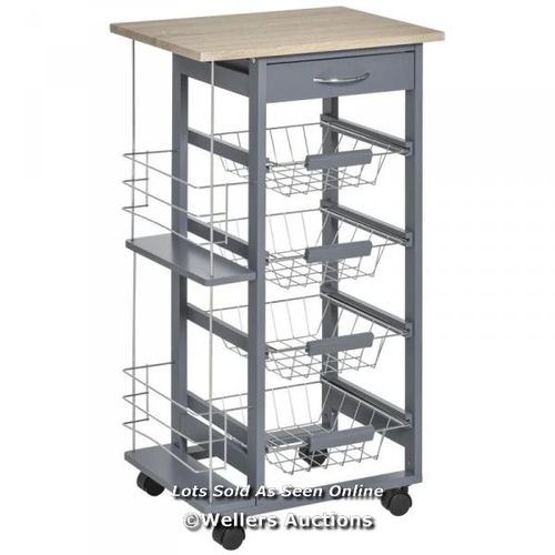 8025 - RRP: �59.99 - MULTI - USE KITCHEN ISLAND TROLLEY WITH 4 BASKETS 2 SIDE RACK DRAWERS / SEE IMAGE FOR ... 