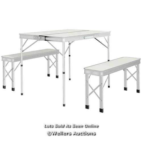 8027 - RRP: �79.99 - OUTSUNNY THREE - PIECE ALUMINIUM FOLDING PICNIC TABLE AND BENCH SET / SEE IMAGE FOR AC... 