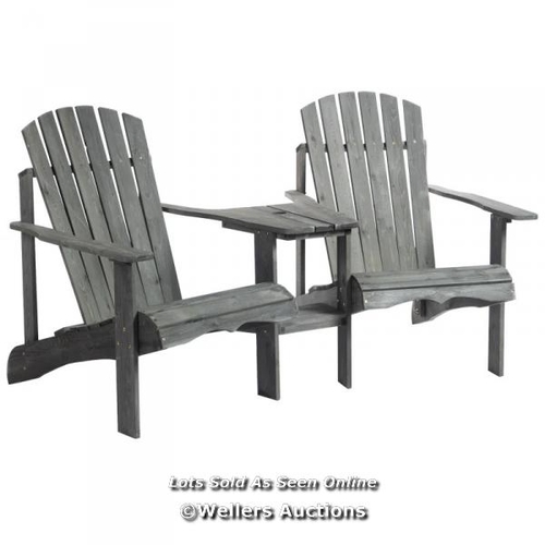 8028 - RRP: �199 - OUTSUNNY WOODEN OUTDOOR DOUBLE ADIRONDACK CHAIRS WITH CENTER TABLE / SEE IMAGE FOR ACCES... 