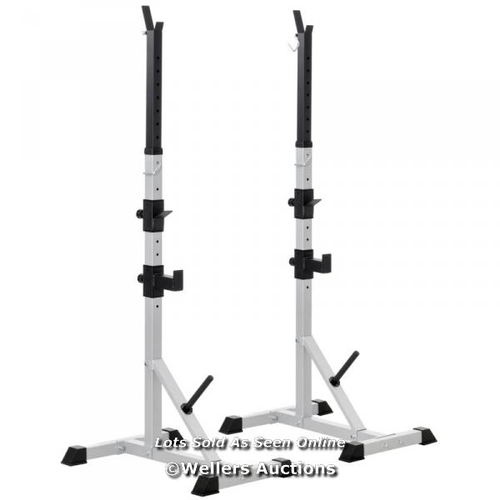 8034 - RRP: �109.99 - WEIGHTS BAR BARBELL RACK SQUAT STAND ADJUSTABLE PORTABLE / SEE IMAGE FOR ACCESSORIES,... 