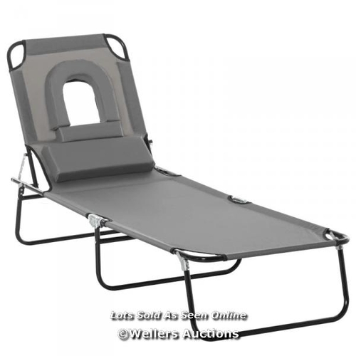 8036 - RRP: �59.99 - OUTSUNNY FOLDING SUN LOUNGER RECLINING CHAIR / SEE IMAGE FOR ACCESSORIES, CONTENTS & C... 