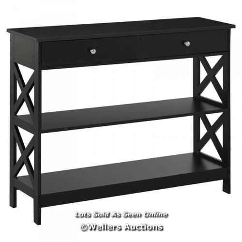 8038 - RRP: �79.99 - CONSOLE TABLE SOFA SIDE DESK WITH STORAGE SHELVES DRAWERS - BLACK / SEE IMAGE FOR ACCE... 