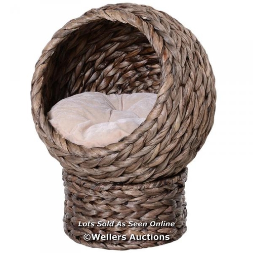 8047 - RRP: �49.99 - PAWHUT WICKER CAT BED, RASIED RATTAN CAT BASKET WITH CYLINDRICAL BASE / SEE IMAGE FOR ... 